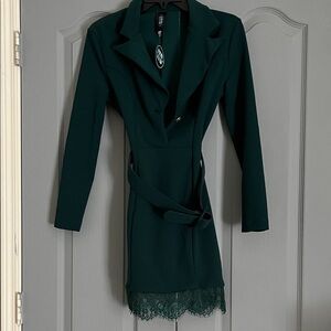 Elegant Dark Green Blazer Dress